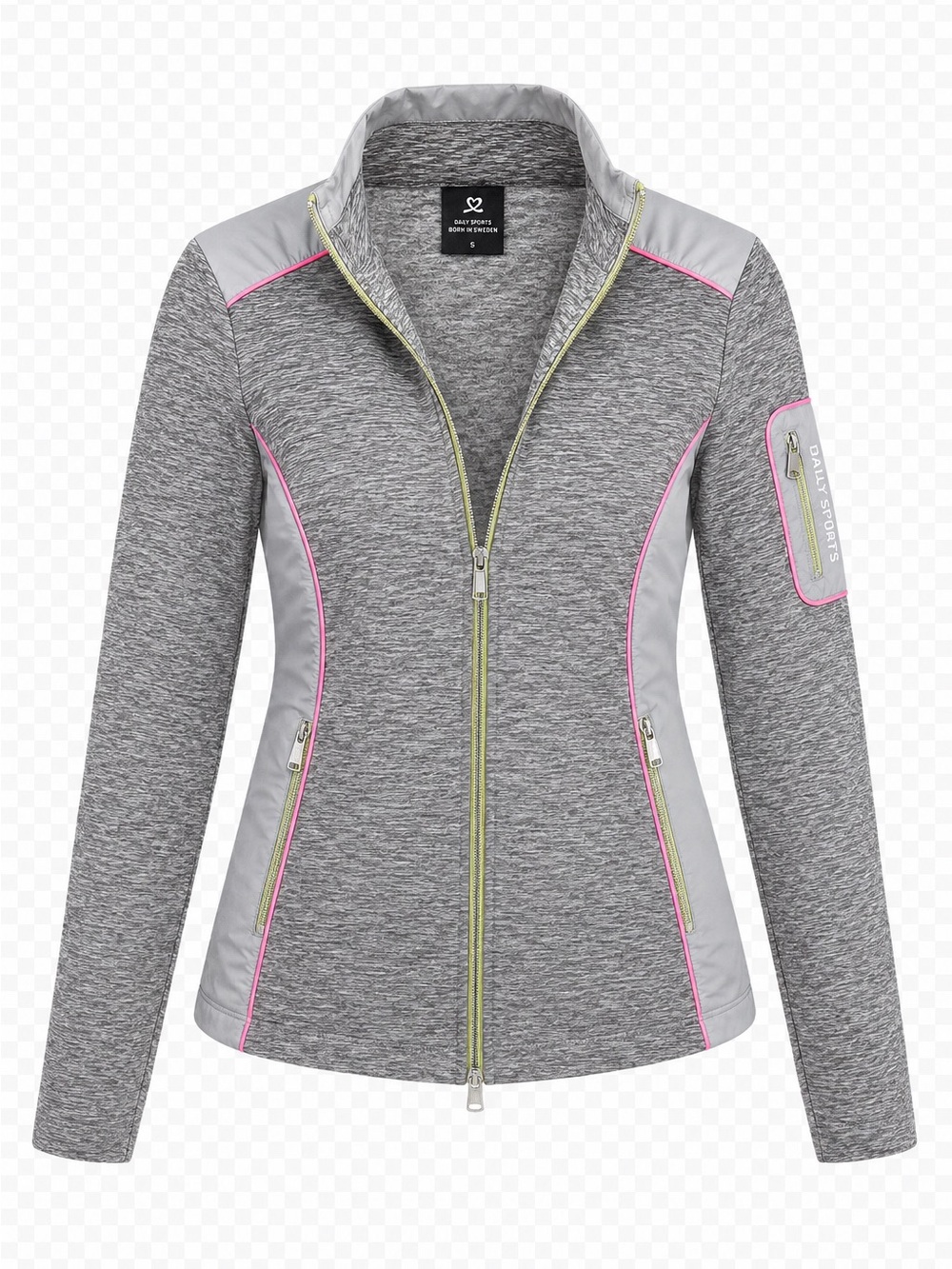 Daily Sports Golf Women Jacket Gray Long Sleeve Mock Neck Zip w/ Pockets - S